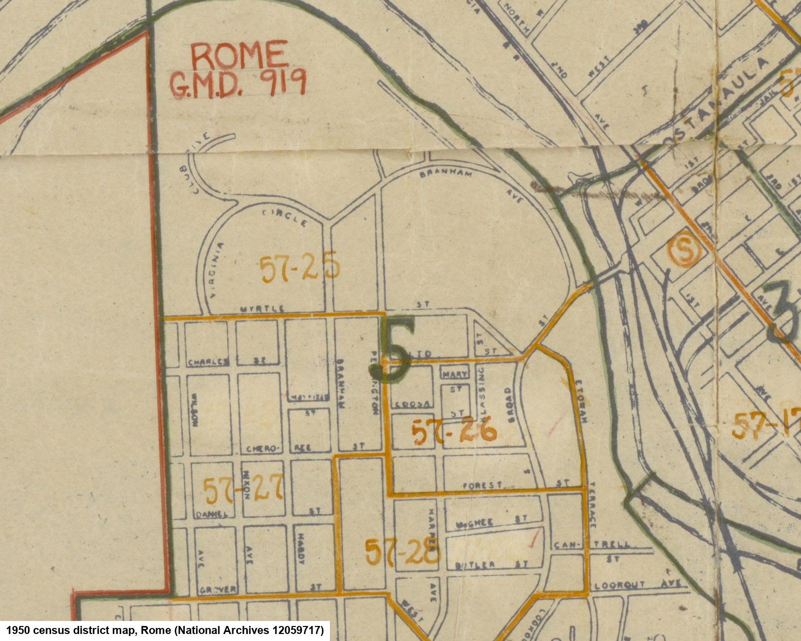 The census taker's own map for 1950